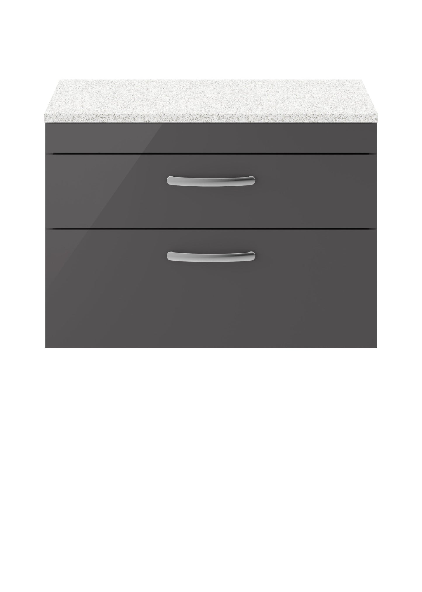 Nuie Athena Wall Hung Cabinet With Worktop - Gloss Grey