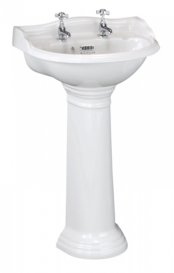 Bayswater Porchester 500mm Pedestal Basin 2 Tap Holes - White