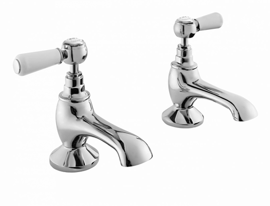 Bayswater Lever Deck Mounted 2 Tap Hole Hex Bath Taps - Chrome & Black