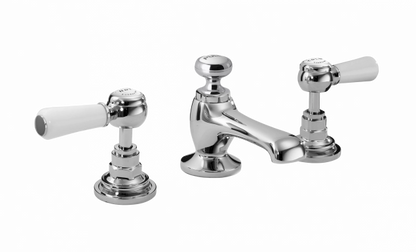 Bayswater Lever - Deck Mounted - 3 Tap Hole Hex Basin Tap - Chrome & Black