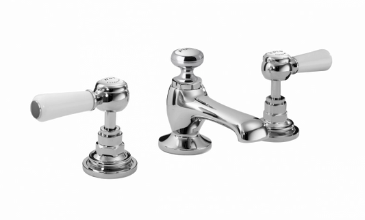 Bayswater Lever - Deck Mounted - 3 Tap Hole Hex Basin Tap - Chrome & Black