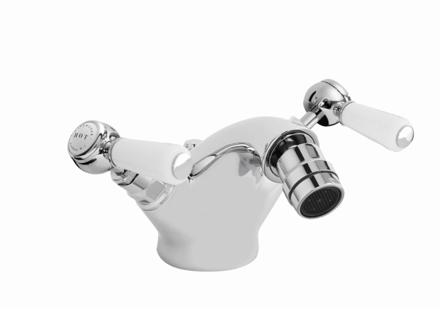 Bayswater Mono Lever - Deck Mounted - 1 Tap Hole Hex Bidet Mixer - Chrome & Black