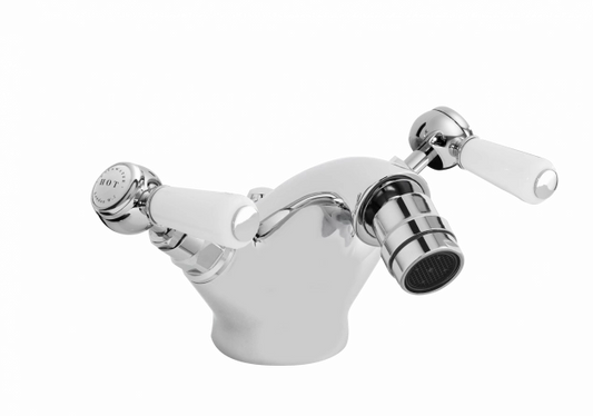 Bayswater Mono Lever - Deck Mounted - 1 Tap Hole Hex Bidet Mixer - Chrome & Black