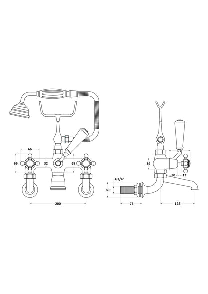 Hudson Reed Topaz Crosshead Dome Wall Mounted Bath Shower Mixer With shower kit