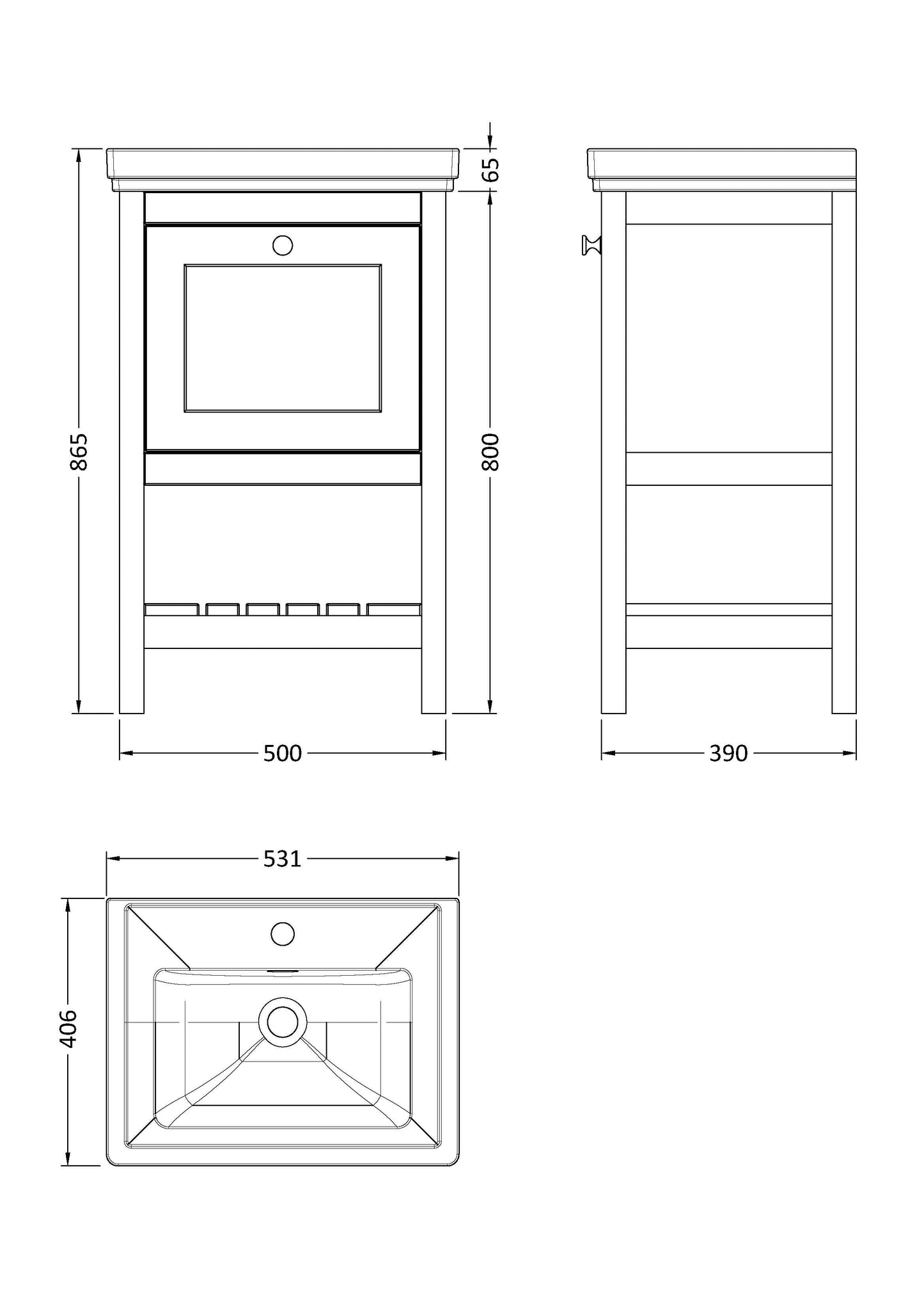 Hudson Reed Bexley Floor Standing Vanity & Basin/Marble Top