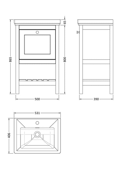 Hudson Reed Bexley Floor Standing Vanity & Basin/Marble Top