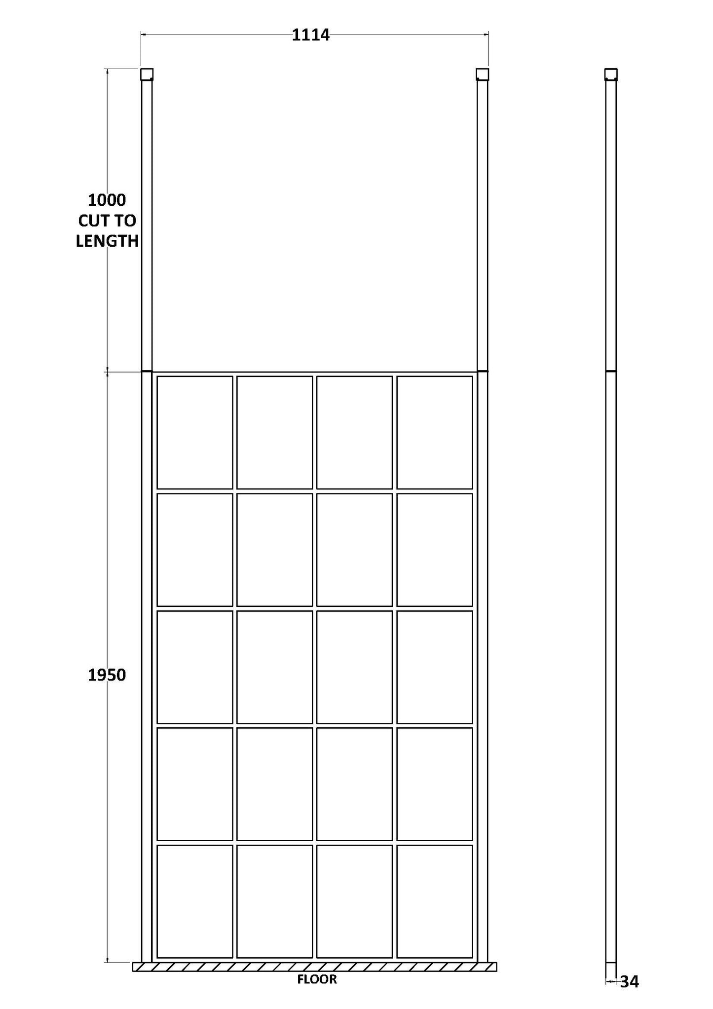 Hudson Reed Freestanding Framed Wetroom Screen With Two Ceiling Post