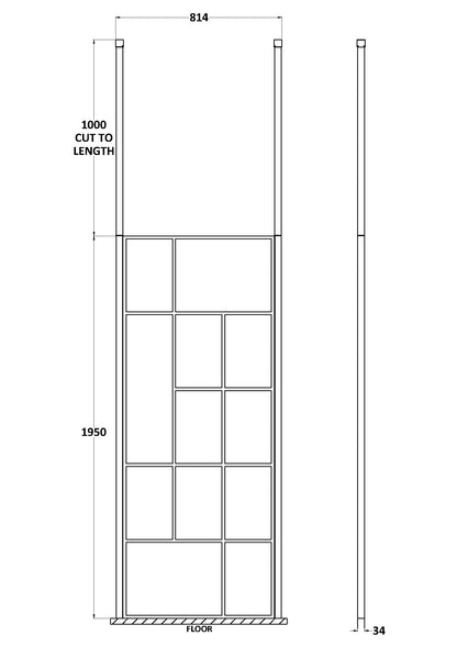 Hudson Reed Freestanding Abstract Framed Wetroom Screen With Two Ceiling Posts