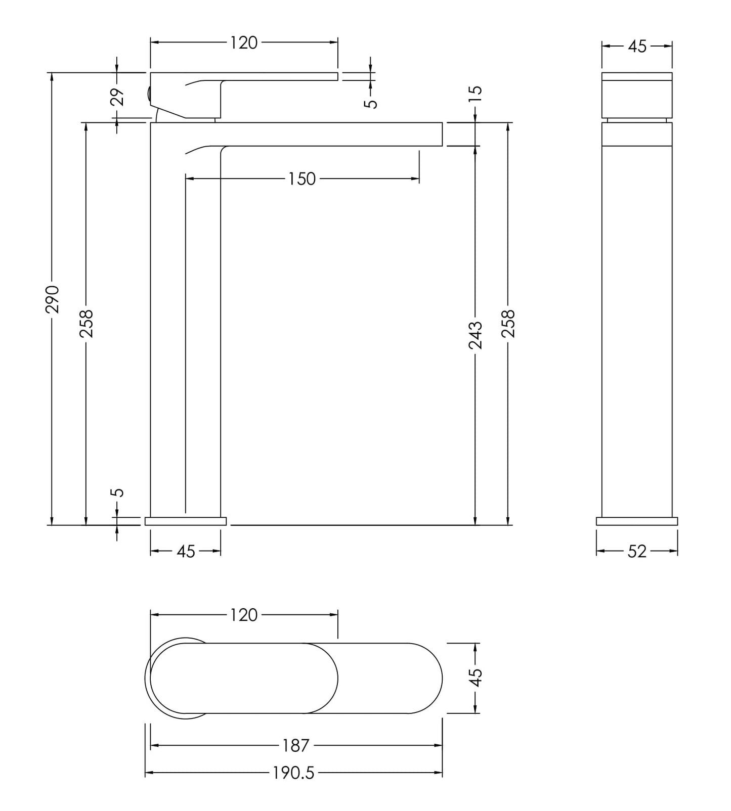 Nuie Binsey High Rise Mono Basin Mixer