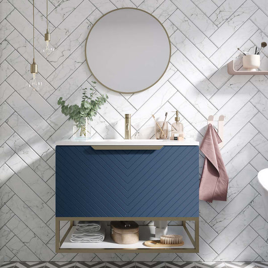 Scudo Chevron Wall Mounted Vanity Unit and Basin