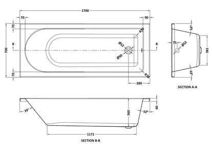 Nuie Barmby Eternalite Round Single Ended Bath