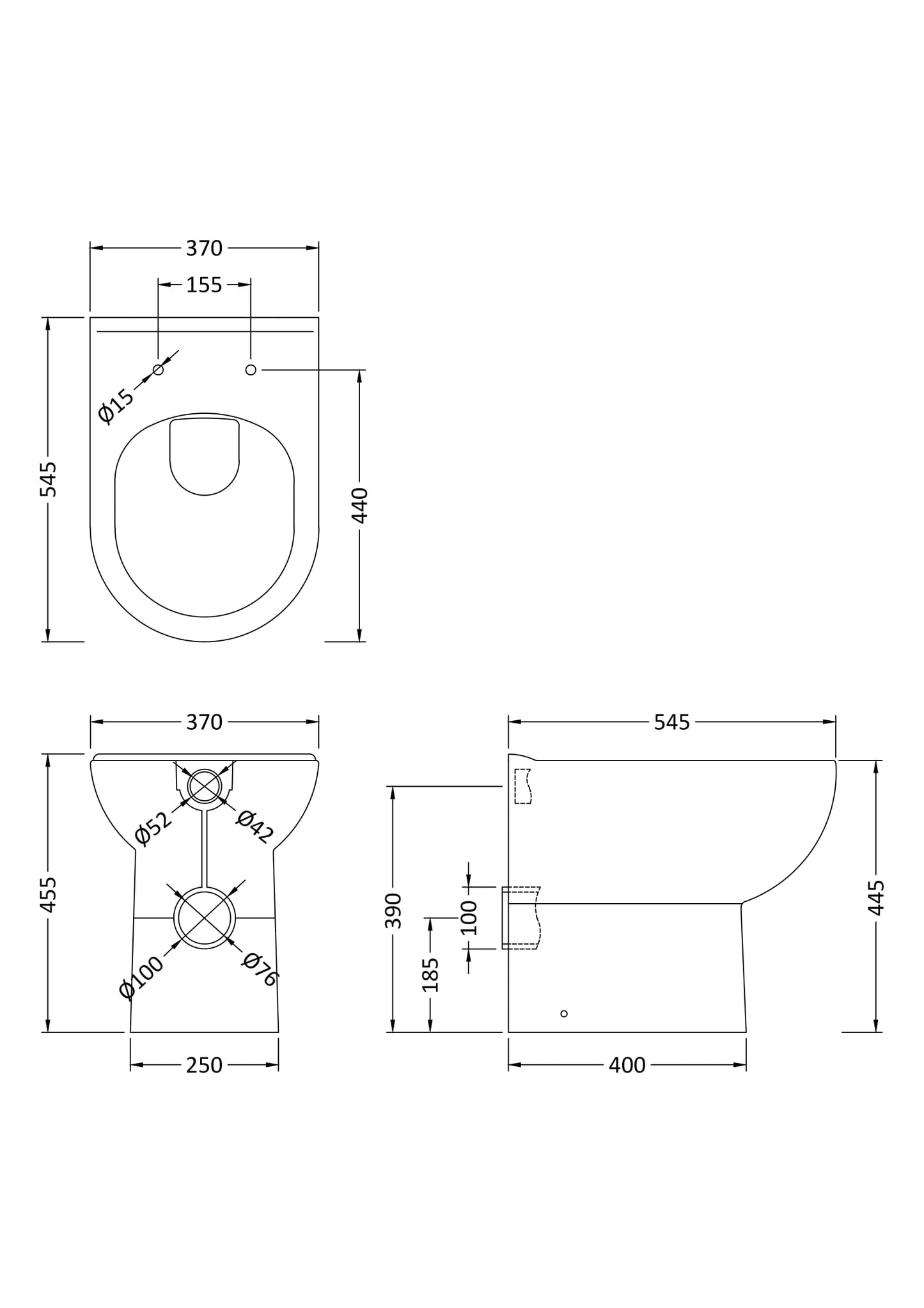 Nuie Lawton Comfort Height Back to Wall Toilet