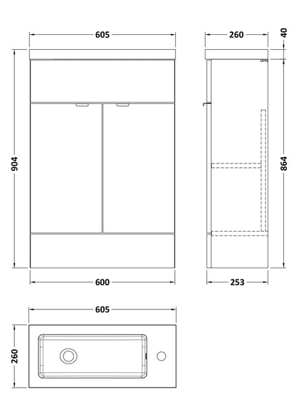 Hudson Reed Fusion Slimline Floorstanding 2-Door Vanity Unit with Basin