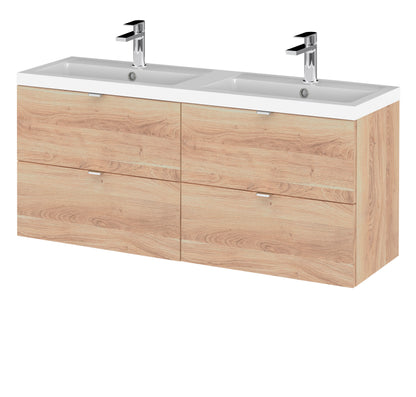 Hudson Reed Fusion 1200mm Full Depth Wall Hung 4-Drawer Vanity Unit with Twin Basin