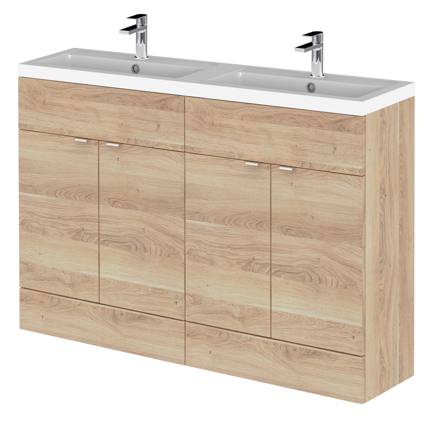 Hudson Reed Fusion 1200mm Full Depth Floorstanding 4-Door Vanity Unit with Twin Basin