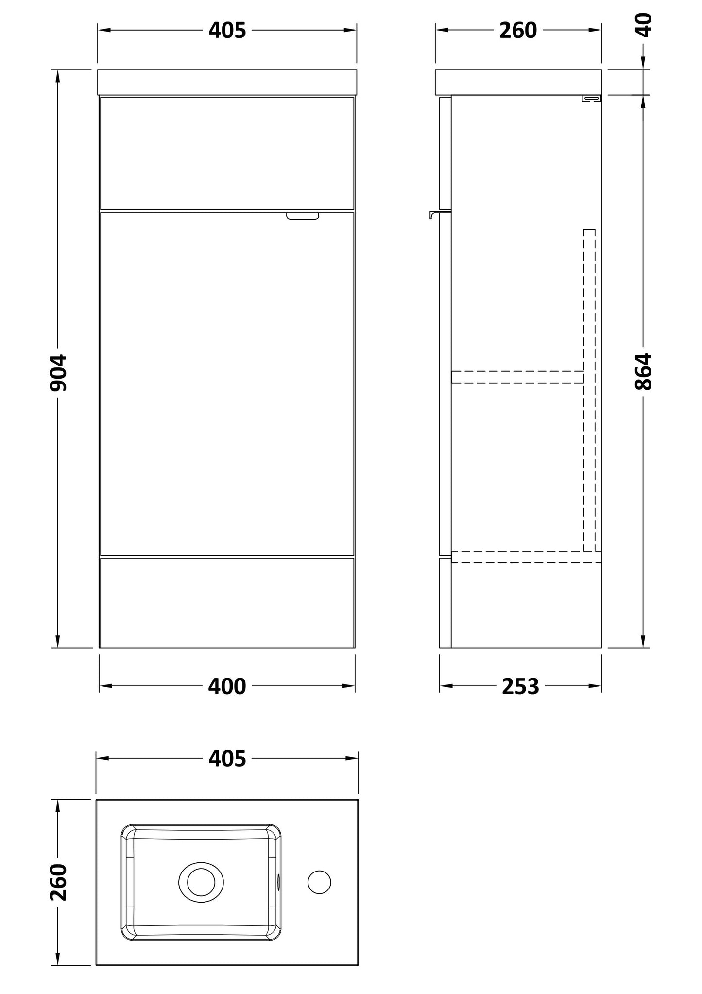 Hudson Reed Fusion Slimline 400mm Floorstanding 1-Door Vanity Unit with Basin