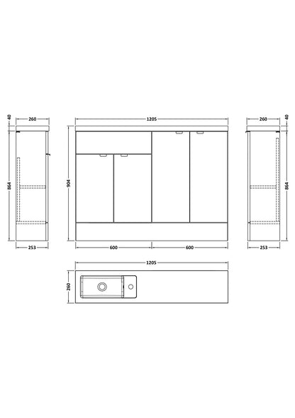 Hudson Reed Fusion Slimline Floorstanding Furniture Pack