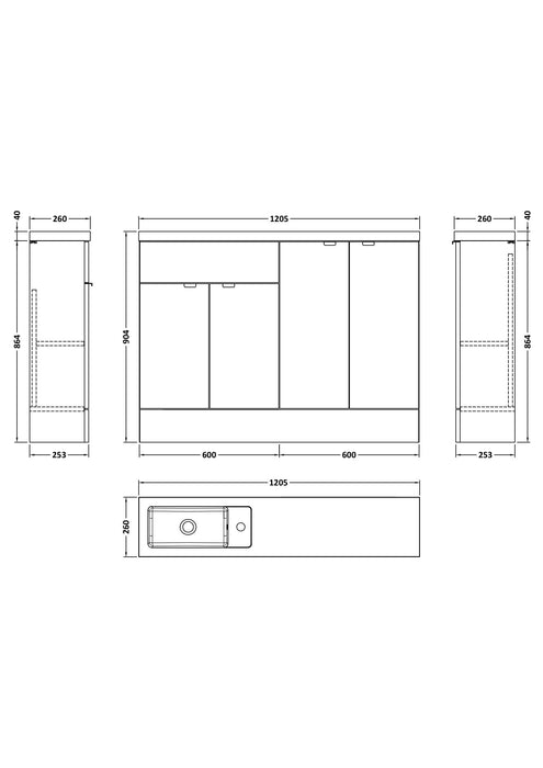 Hudson Reed Fusion Slimline Floorstanding Furniture Pack