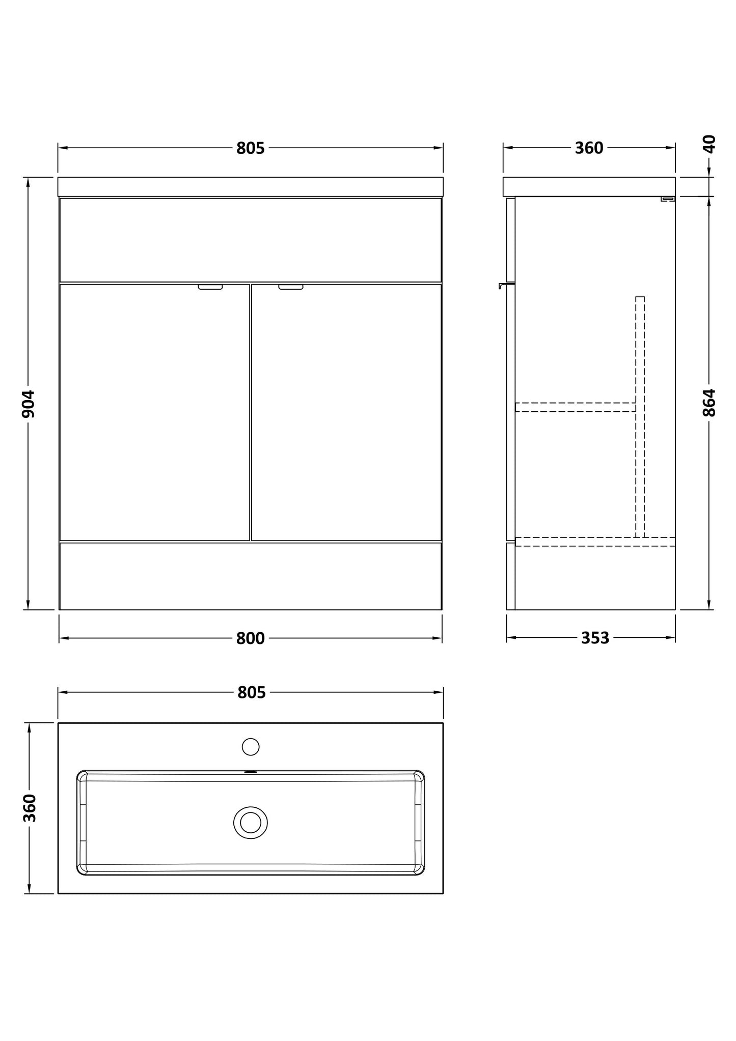 Hudson Reed Fusion Full Depth Floorstanding 2-Door Vanity Unit With Basin