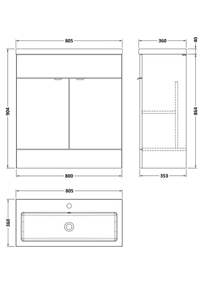 Hudson Reed Fusion Full Depth Floorstanding 2-Door Vanity Unit With Basin