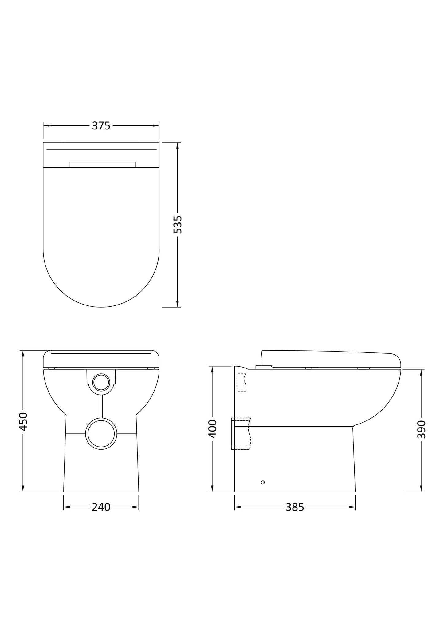 Hudson Reed D-Shape Back to Wall Pan & Soft Close Seat