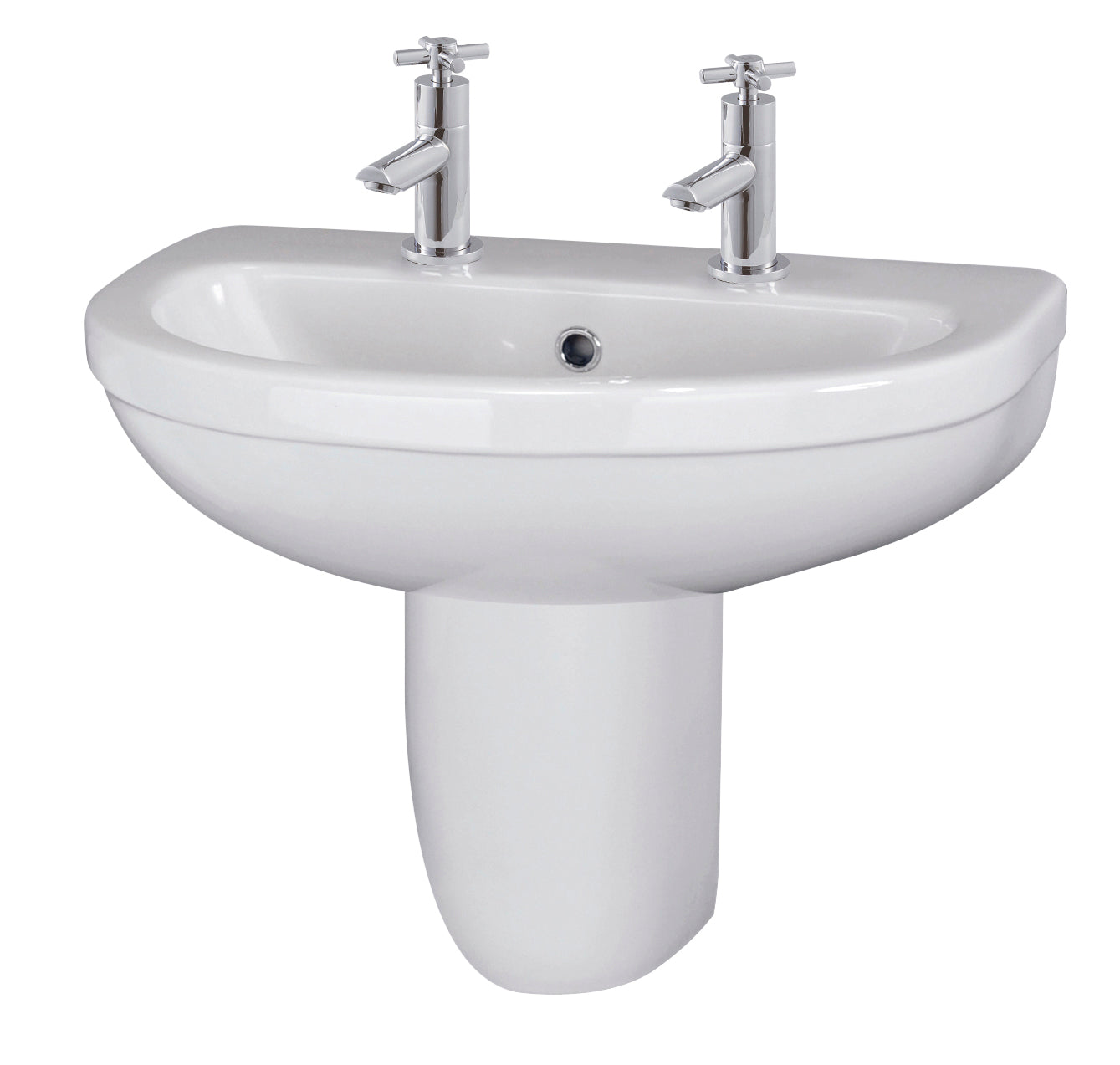 Nuie IVO 550mm 2TH Basin & Semi Pedestal