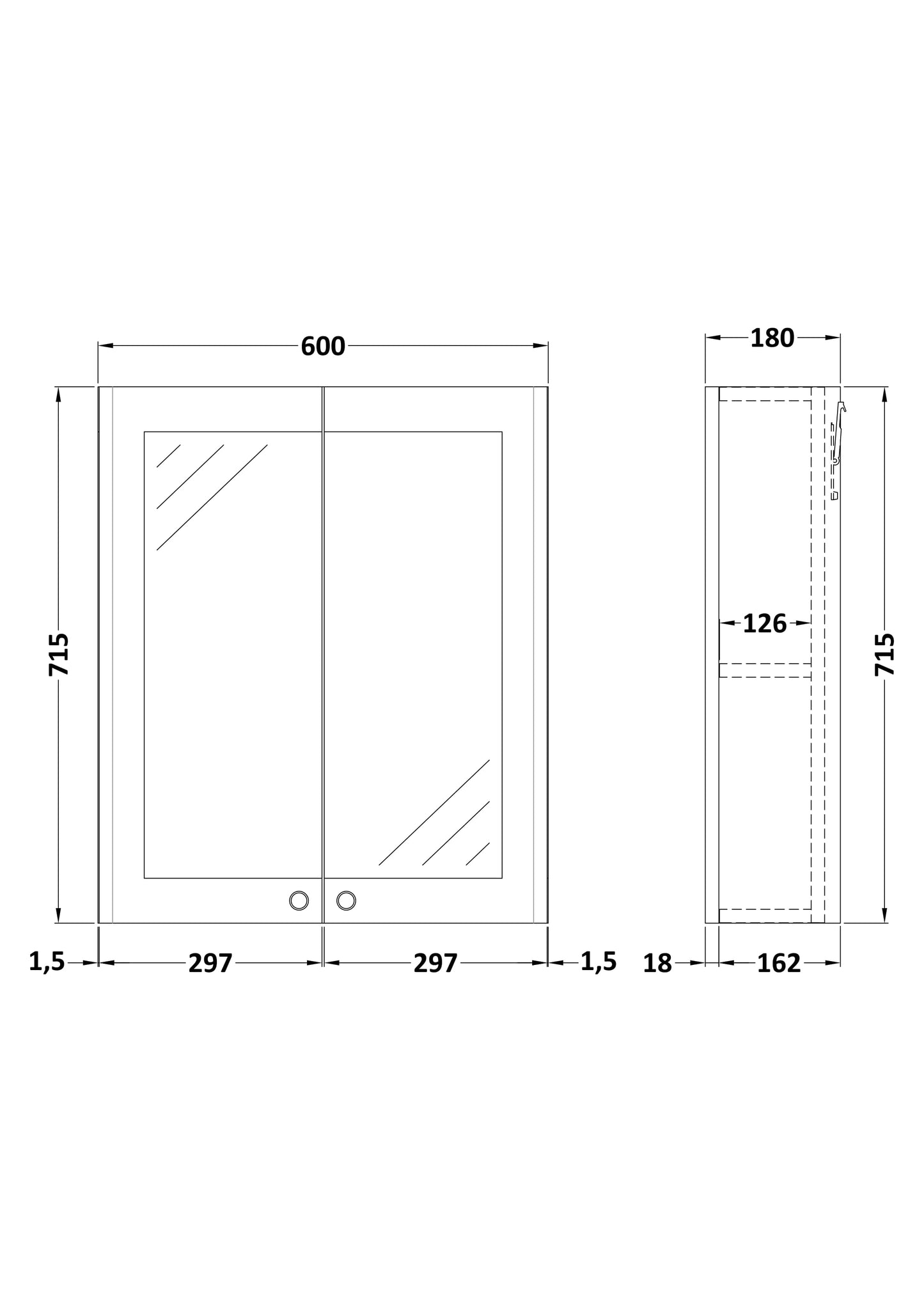 Nuie Classique 600mm Mirror Cabinet