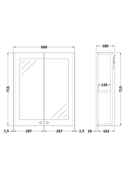 Nuie Classique 600mm Mirror Cabinet