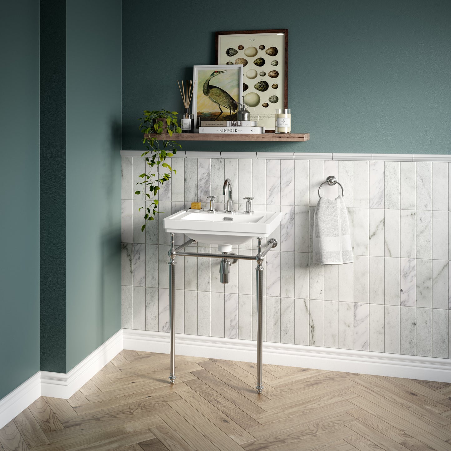 Nuie Carlton 500mm Basin With Traditional Stand