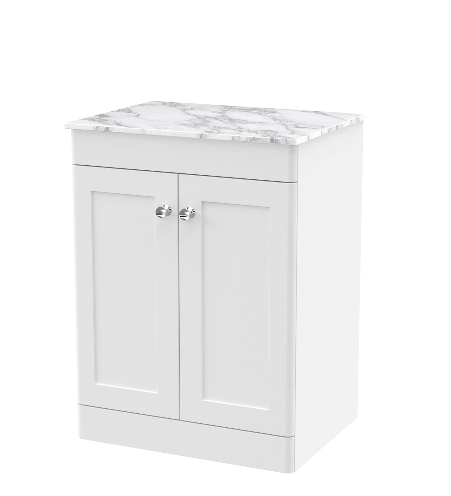 Nuie Classique 600mm Floor Standing 2-Door Vanity with Plain Marble Top