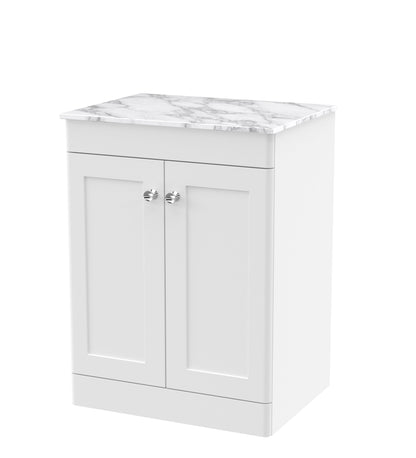 Nuie Classique 600mm Floor Standing 2-Door Vanity with Plain Marble Top