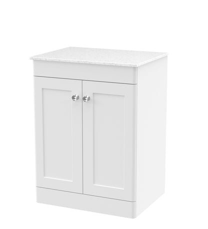 Nuie Classique 600mm Floor Standing 2-Door Vanity with Plain Marble Top