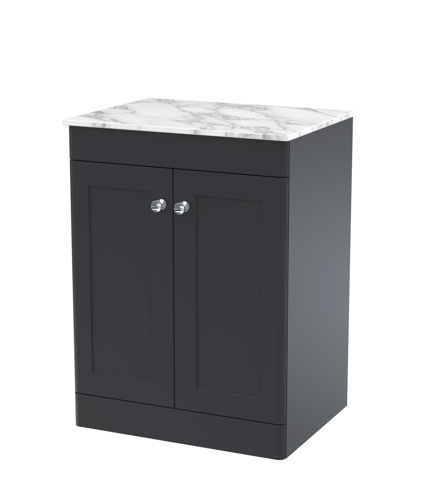 Nuie Classique 600mm Floor Standing 2-Door Vanity with Plain Marble Top