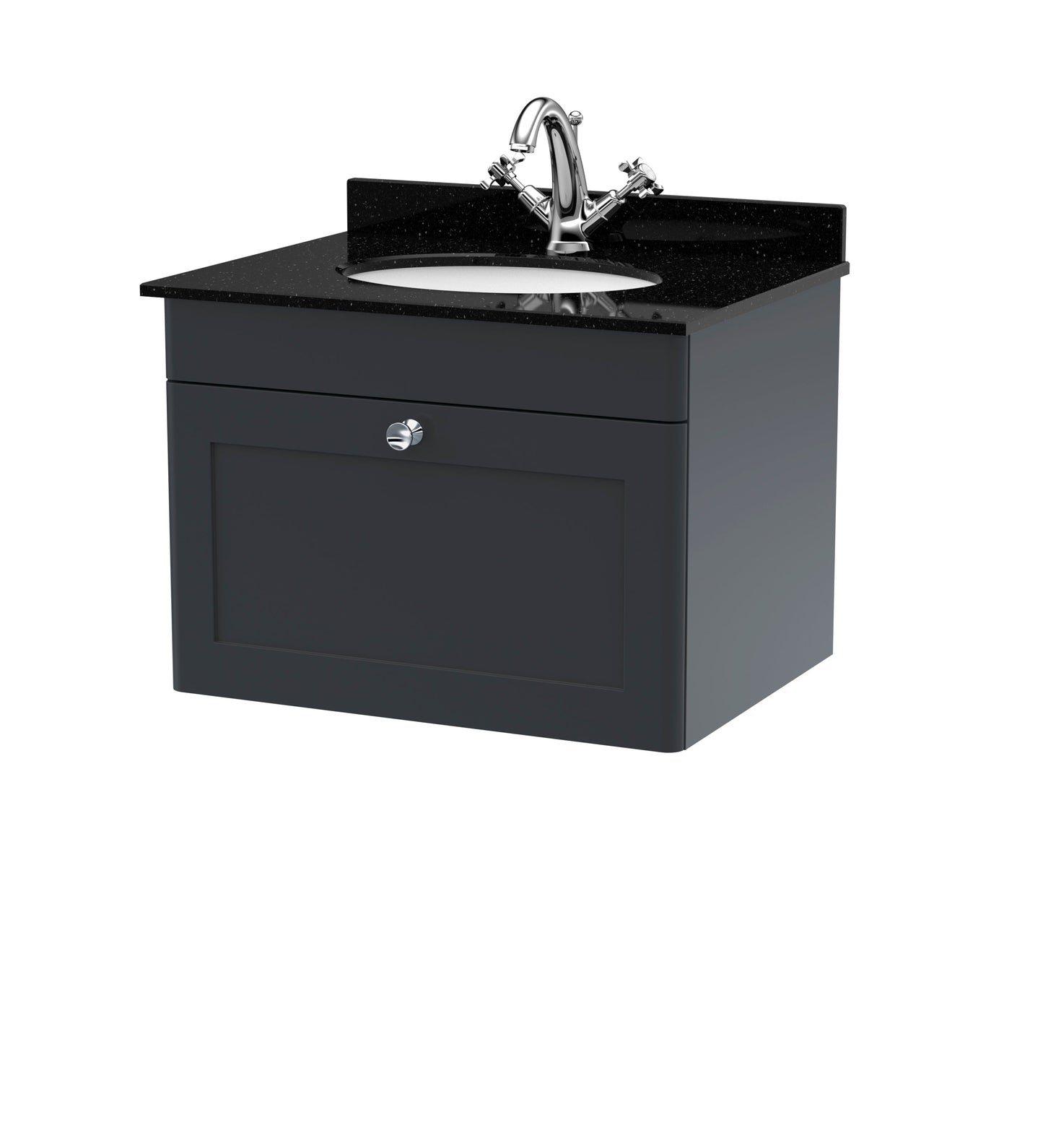 Nuie Classique 600mm Wall Hung 1 Drawer Vanity & Bowl Marble Top