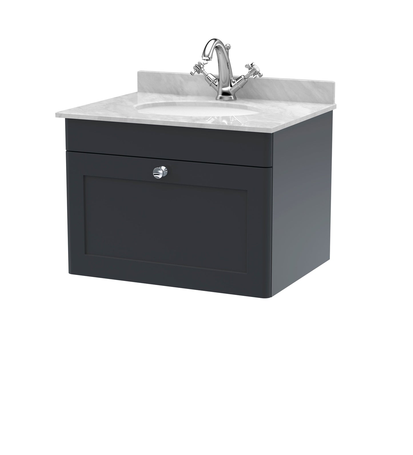 Nuie Classique 600mm Wall Hung 1 Drawer Vanity & Bowl Marble Top