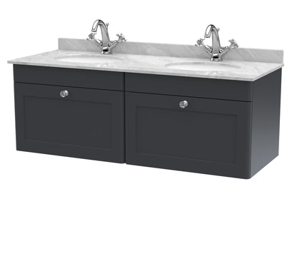 Nuie Classique 1200mm Wall Hung 2 Drawer Vanity & Bowl Marble Top