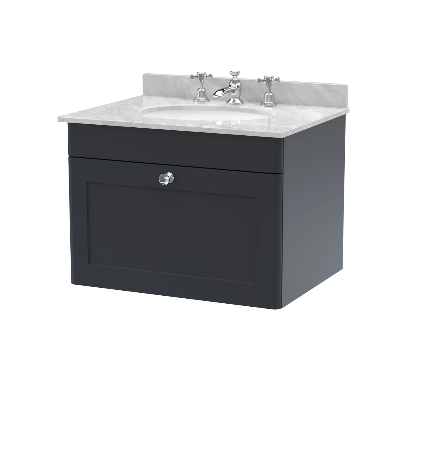 Nuie Classique 600mm Wall Hung 1 Drawer Vanity & Bowl Marble Top