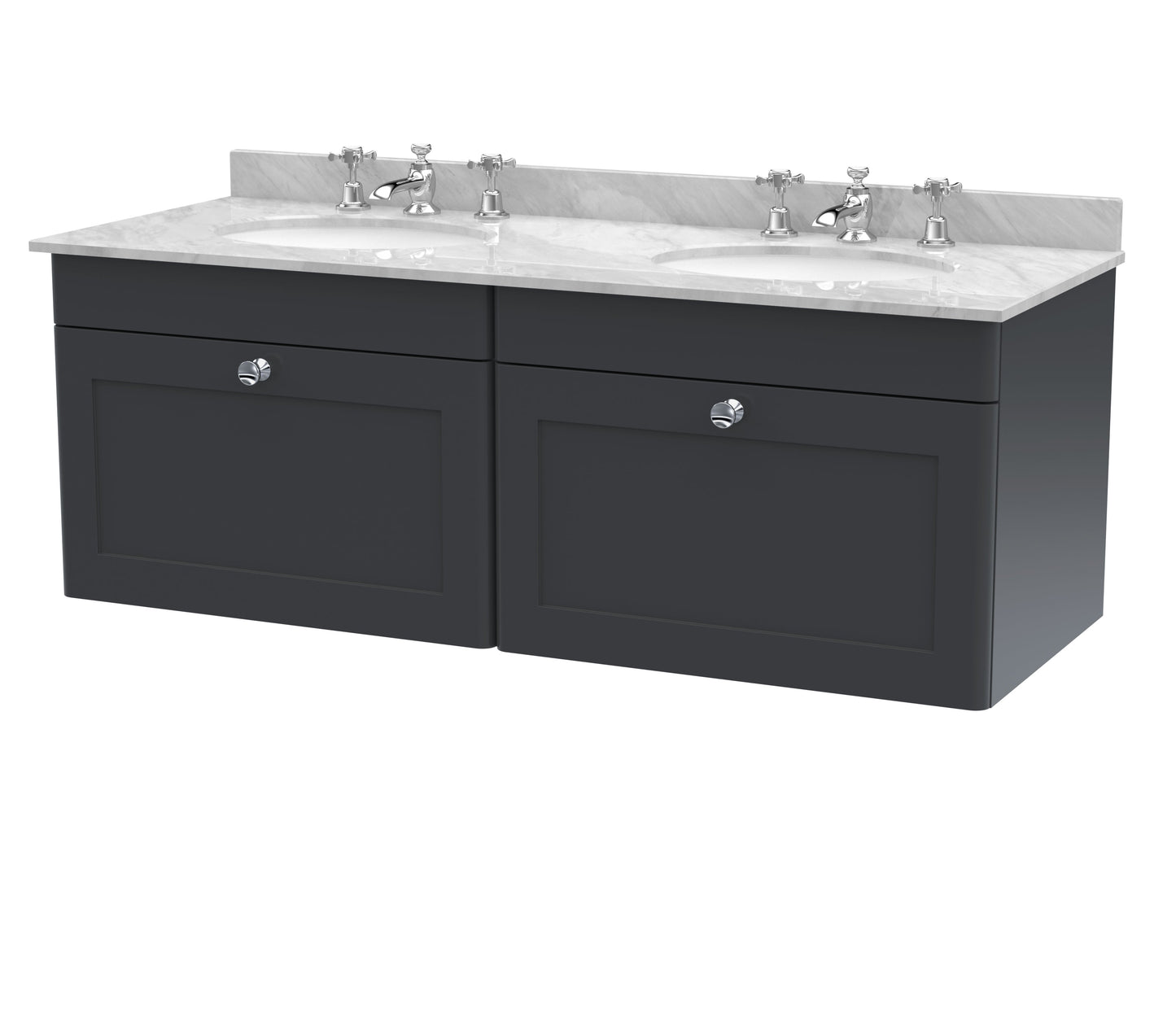 Nuie Classique 1200mm Wall Hung 2 Drawer Vanity & Bowl Marble Top