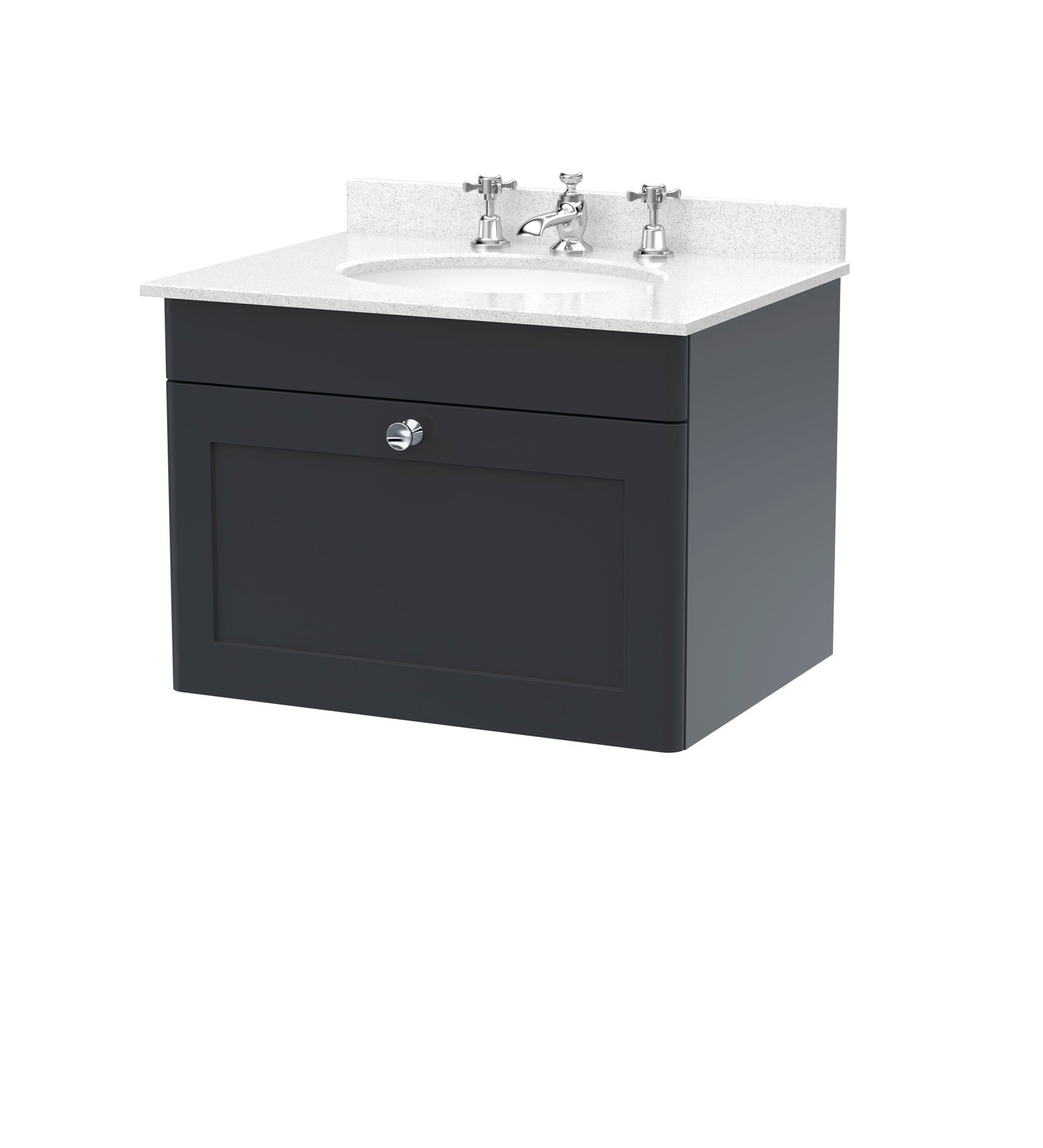 Nuie Classique 600mm Wall Hung 1 Drawer Vanity & Bowl Marble Top