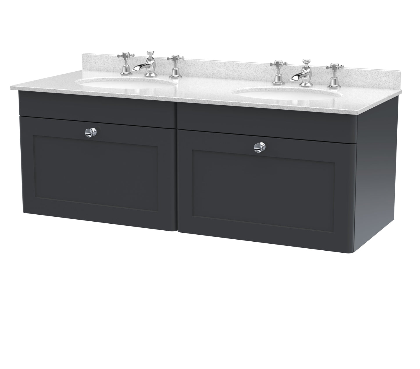 Nuie Classique 1200mm Wall Hung 2 Drawer Vanity & Bowl Marble Top