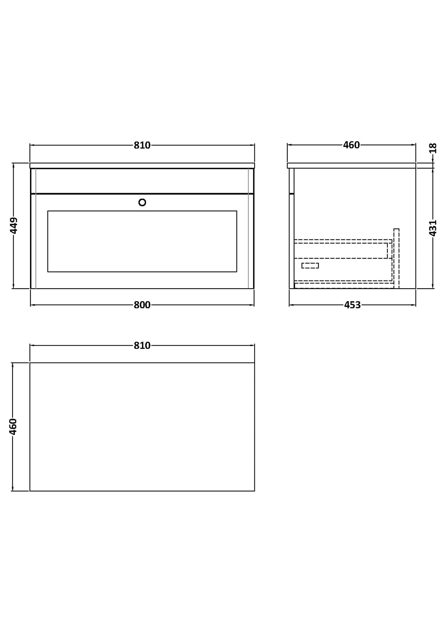 Nuie Classique 800mm Wall Hung 2-Door Vanity with Marble Top