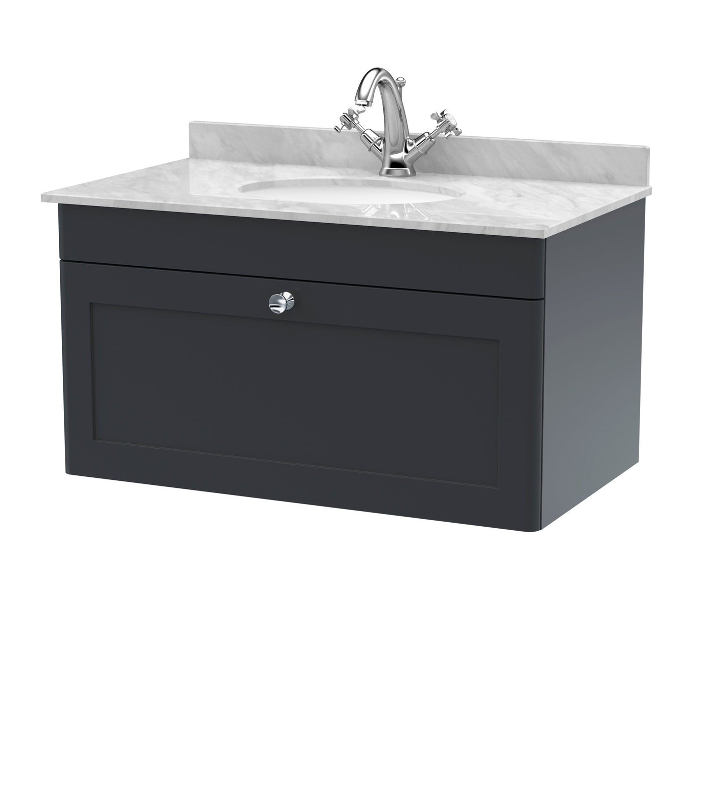 Nuie Classique 800mm Wall Hung 1 Drawer Vanity & Marble Top