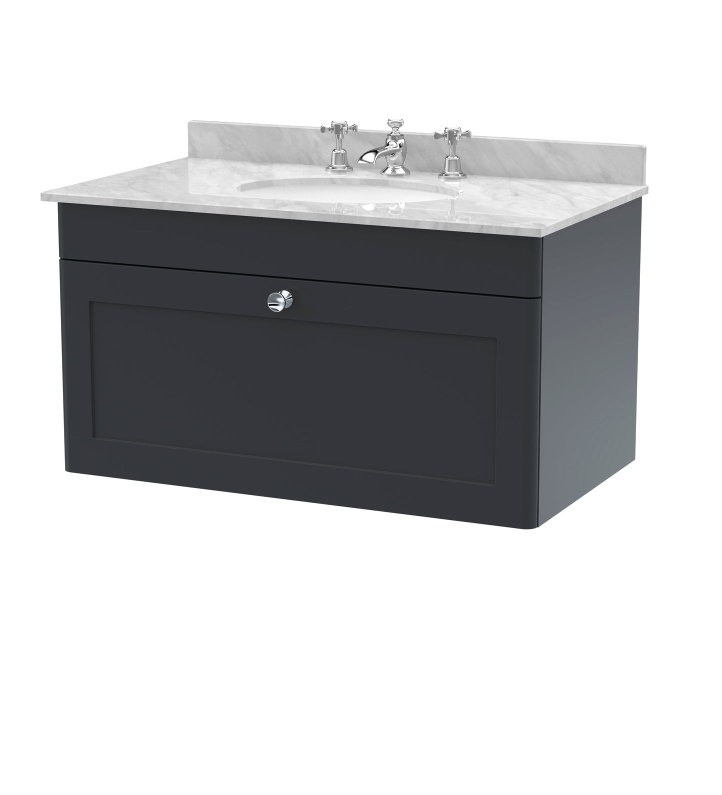 Nuie Classique 800mm Wall Hung 1 Drawer Vanity & Marble Top