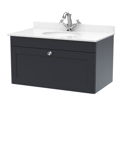 Nuie Classique 800mm Wall Hung 1 Drawer Vanity & Marble Top