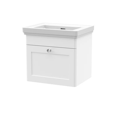 Nuie Classique 500mm Wall Hung 1 Drawer Vanity & Basin