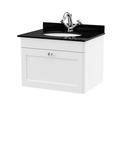 Nuie Classique 600mm Wall Hung 1 Drawer Vanity & Bowl Marble Top