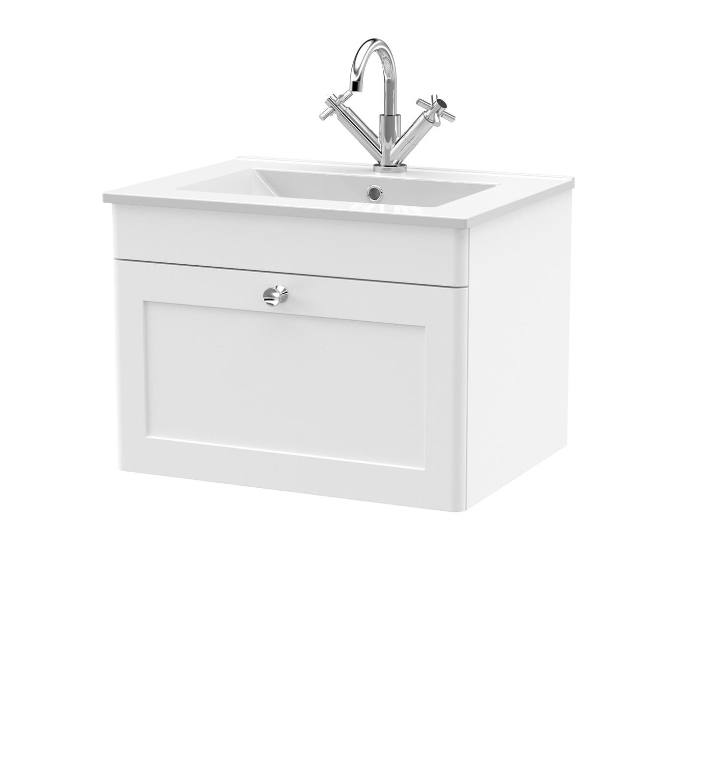 Nuie Classique 600mm Wall Hung 1-Drawer Vanity with Basin