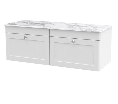 Nuie Classique 1200mm Wall Hung 2-Drawer Vanity with Plain Marble Top