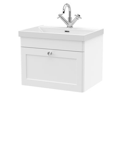 Nuie Classique 600mm Wall Hung 1-Drawer Vanity with Basin