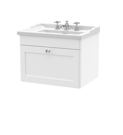 Nuie Classique 600mm Wall Hung 1 Drawer Vanity & Basin